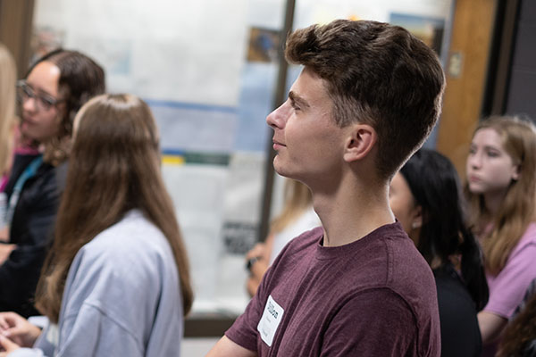students listening to a presentation
