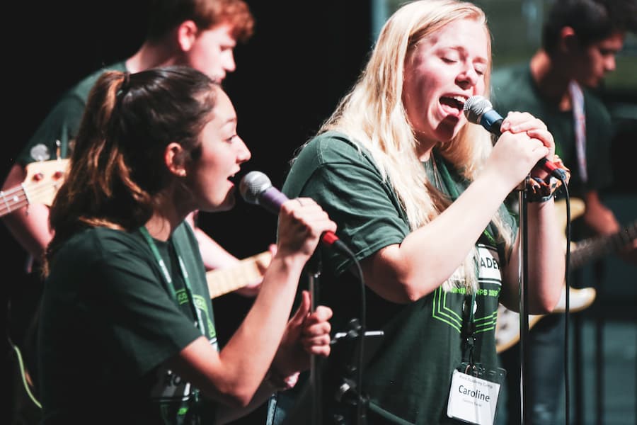 Students practice for vocal ensemble