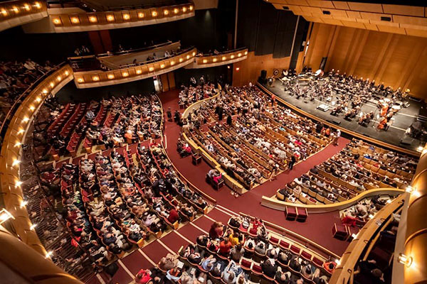 Balcony view of event at the theater