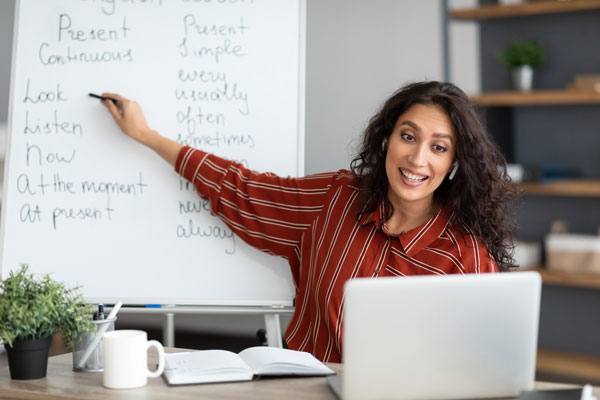 Teacher teaching online