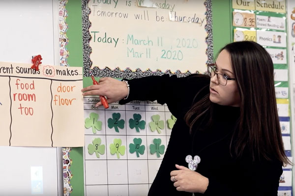 UW-Green Bay education student working in elementary classroom